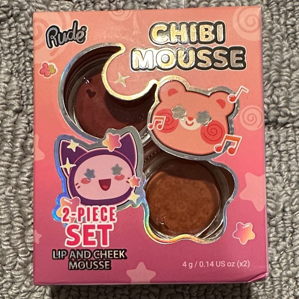 3/$15 🌸 RUDE Chibi Mousse Lip and Cheek Duo - Pink and Brown